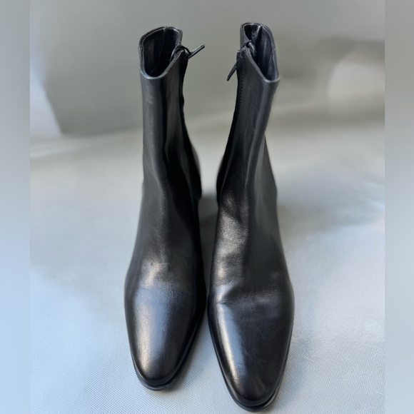 Zara Block Heel Leather Ankle Boots - Picture 6 of 8